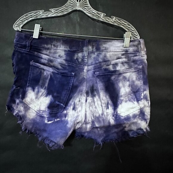 Pistola Distressed Shorts Hot Denim Blue Size 30 Tie Dye Purple Distress - Picture 2 of 5